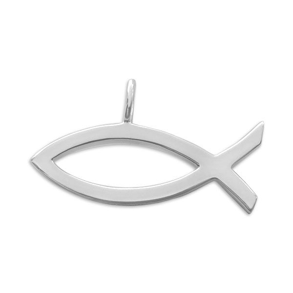 Anhänger Ichtys Fisch mit fester Öse 925 Silber Jesus-Zeichen Schmuck