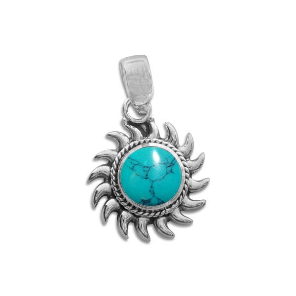 Türkis Anhänger Sonne 925 Silber Türkisschmuck