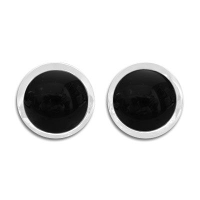 Onyx Ohrstecker 10 mm rund 925 Silber Ohrringe