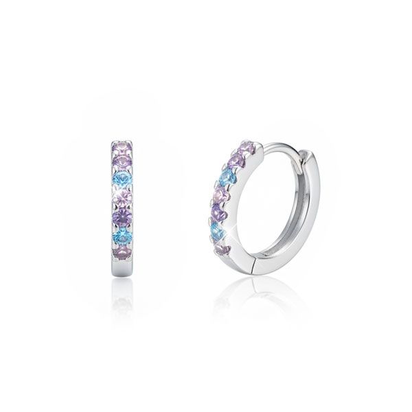 Kinder Creolen mit 7 Strass Steinen in rosa lila blau 925 Silber