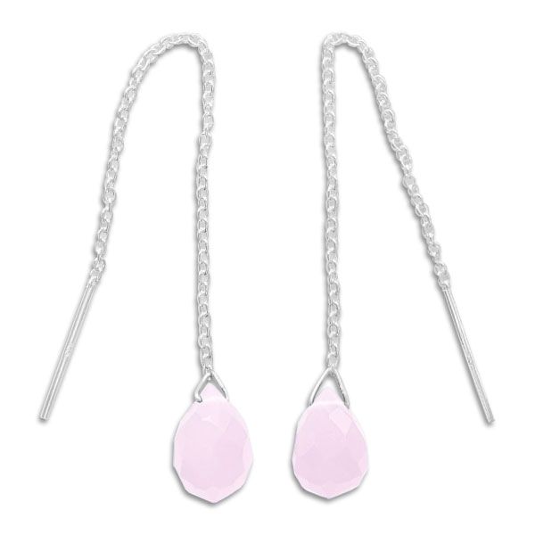 Ohrringe zum Durchziehen 95 mm milky rosa 925 Silber