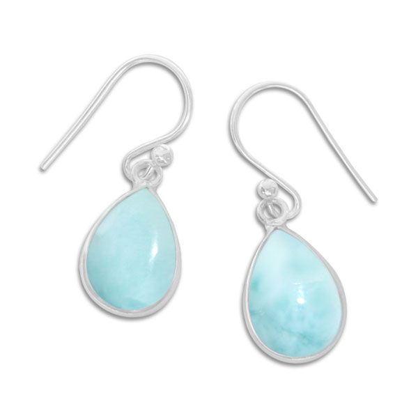 Larimar Ohrringe Tropfen 925 Silber Ohrhänger mit Edelsteinen