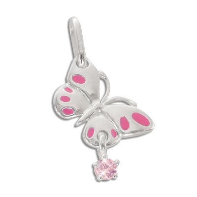 Schmetterlings Anhänger mit rosa Zirkonia 925 Silber