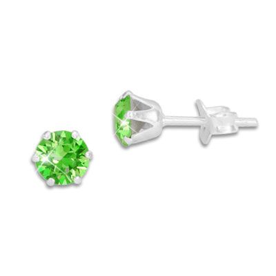 Kristall Ohrstecker peridot grün rund 5 mm 925 Silber Ohrringe