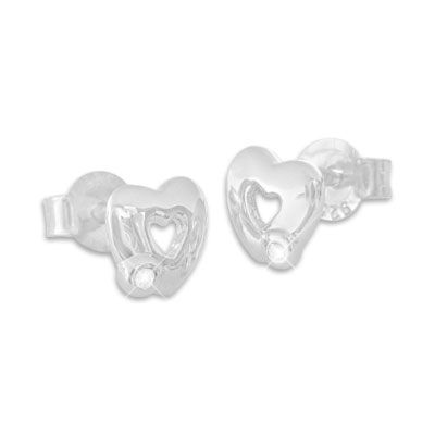 Herz Ohrstecker mit Zirkonia Strass Steinen 925 Silber Geschenk