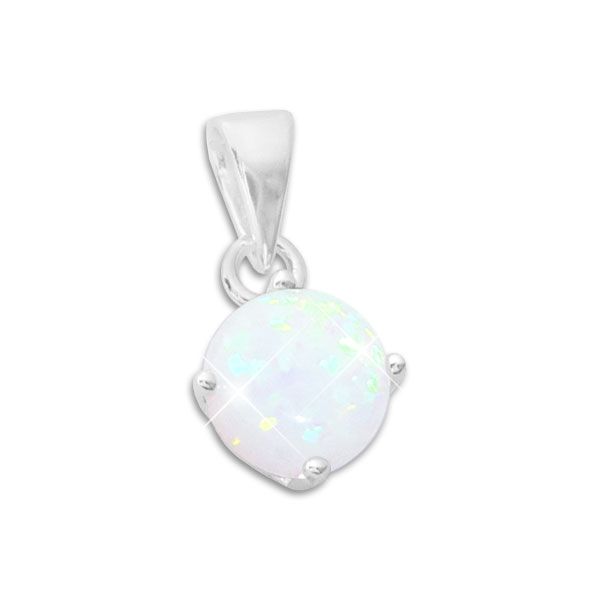 Anhänger Opal mit Krappenfassung 8 mm 925 Silber Opalschmuck