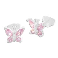 Kinder Ohrstecker Schmetterling mit rosa Strass Zirkonia 925 Silber Kinder Ohrstecker Schmetterling mit rosa Strass Zirkonia 925 Silber