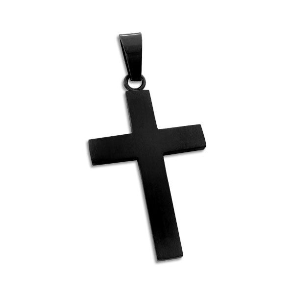 Edelstahlschmuck Edelstahl Kreuz Anhänger glänzend schwarz