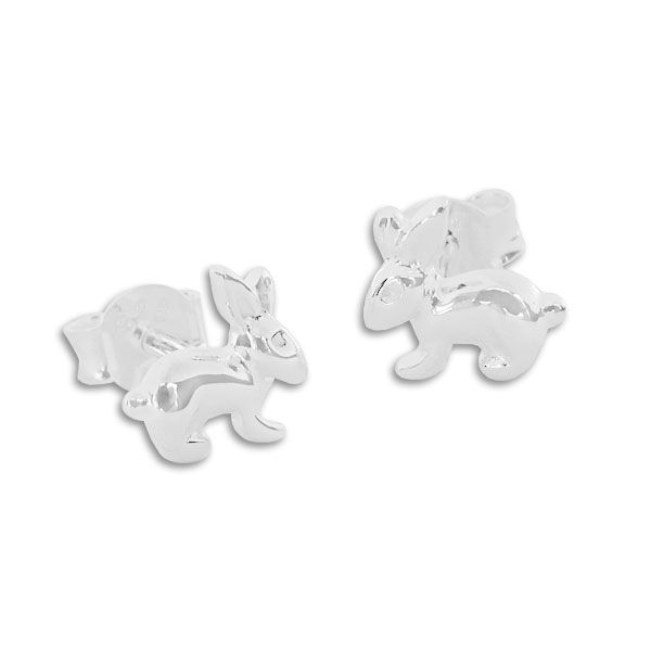 Kaninchen Ohrstecker 7 x 8 mm 925 Silber Ohrringe Hase