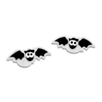 Ohrstecker schwarze Fledermaus 925 Silber Fledermäuse Ohrringe Fasching, Karneval, Halloween