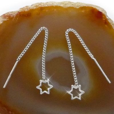 Ohrringe zum Durchziehen mit Sternen 925 Silber