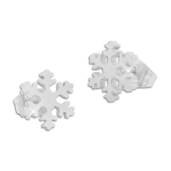 Edelstahl Ohrstecker Eiskristall Schneeflocke