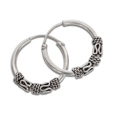 Gothic Creolen 14 x 2,5 mm 925 Silber für Damen und Heren
