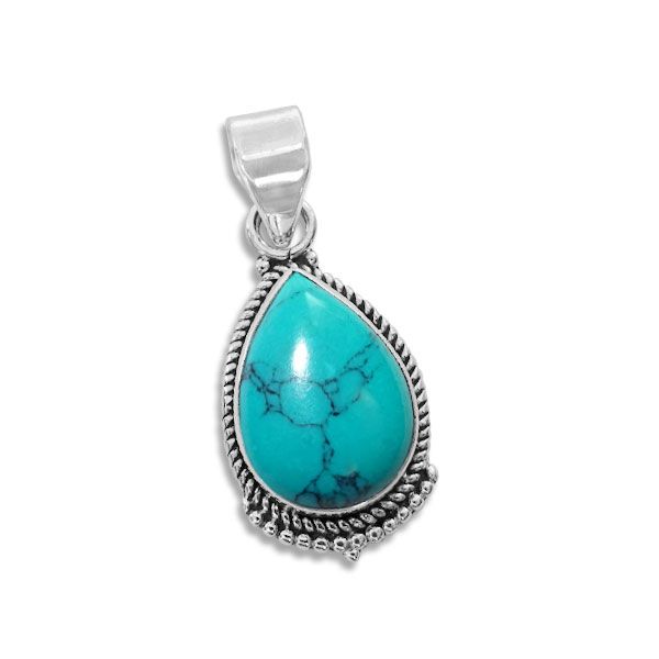 Anhänger Türkis Tropfen filigran 925 Silber Türkisschmuck