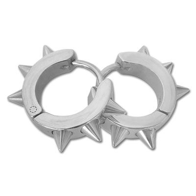 Gothic Klapp-Creolen mit Spikes Edelstahl silber