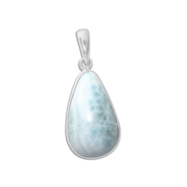 Larimar Anhänger Tropfen weiß blau 925 Silber