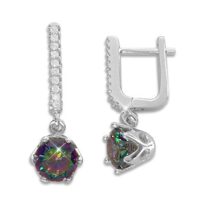 Creolen mit Multicolor und weißen Zirkonia 925 Silber