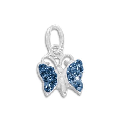 Anhänger Schmetterling mit blauen Strass Steinen 925 Silber für Mädchen