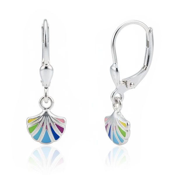 Hochwertige Kinder Ohrringe mit bunten Muscheln 925 Silber