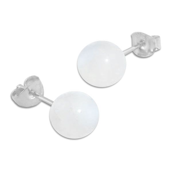 Regenbogenmondstein Ohrstecker 8 mm 925 Silber Kugel Ohrringe