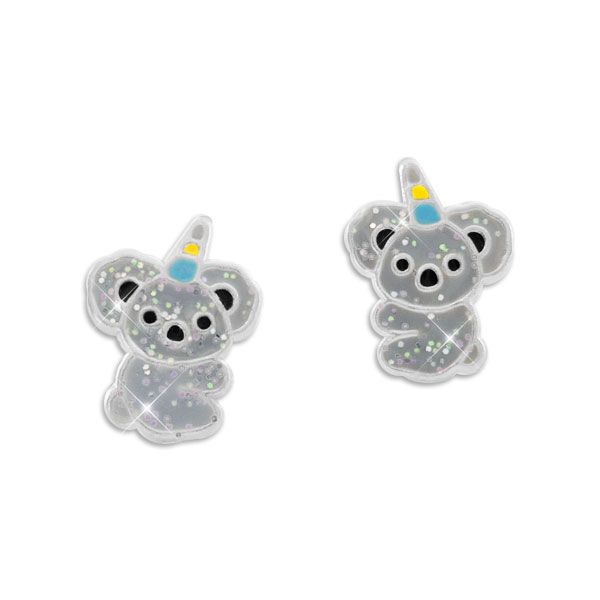 Glitzernde Ohrstecker Koala mit Horn 925 Silber Ohrringe