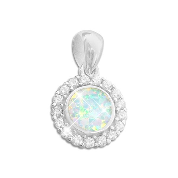 Anhänger Opal Blume mit Zirkonia 925 Silber