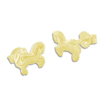 Pferdchen Ohrringe 333 Gold Kinderschmuck Ohrstecker Pferd