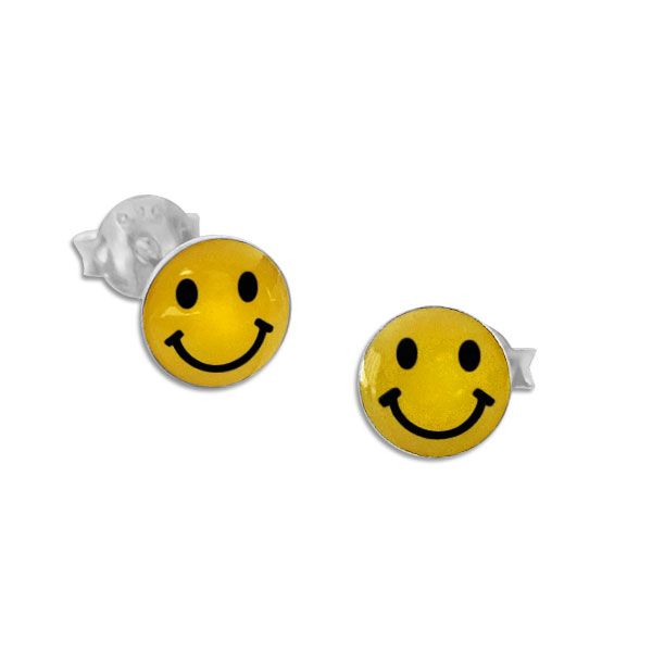 Ohrstecker Smile Gesicht 925 Silber Damen und Kinder Ohrringe