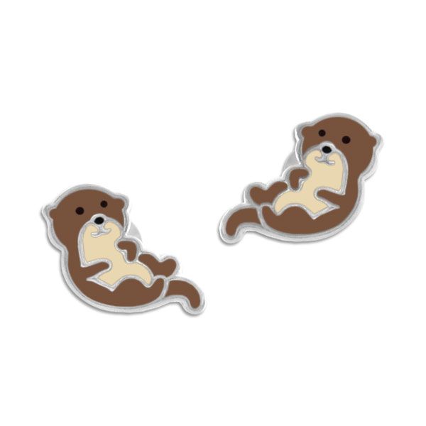 Otter Ohrstecker für Kinder 925 Silber Ohrringe Mädchen Seeotter