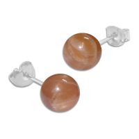 Brauner Mondstein Ohrstecker 8 mm 925 Silber rhodiniert Kugel Ohrringe Brauner Mondstein Ohrstecker 8 mm 925 Silber rhodiniert Kugel Ohrringe