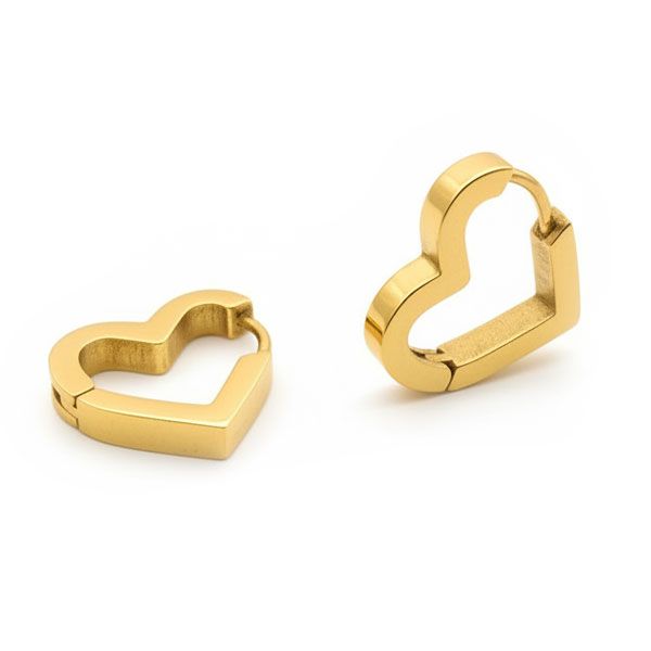 Edelstahl Creolen Herz 15 mm goldfarben