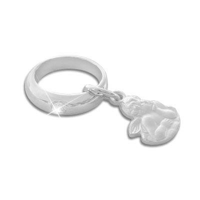 Taufschmuck Taufring Anhänger mit Zirkonia und mattiertem Schutzengel 925 Silber