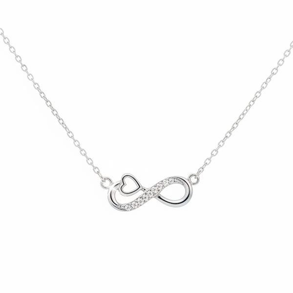 Kette Infinity-Symbol mit Herz und Zirkonia 42 - 45 cm 925 Silber