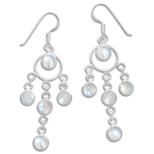 Mondstein Ohrringe 56 mm lang 925 Silber Mondstein Schmuck