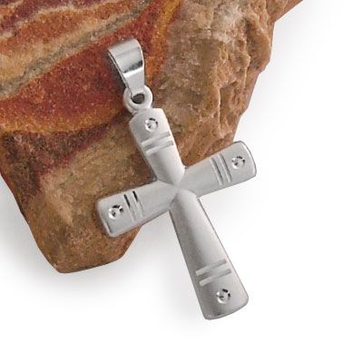 Kreuz Anhänger mit Gravuren 925 Silber