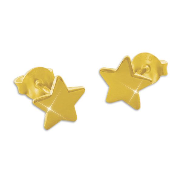 Vergoldete Ohrstecker mit Sternen 7 mm 925 Silber Ohrringe