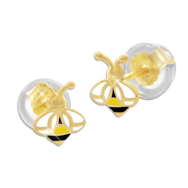 Vergoldete Ohrstecker Biene für Kinder 925 Silber Bienen Ohrringe