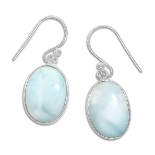 Larimar Ohrringe oval 30 mm 925 Silber
