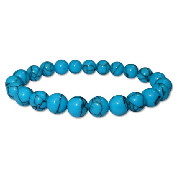 Kugelarmband Türkis 8 mm 19 cm Damen Edelsteinarmband Herren