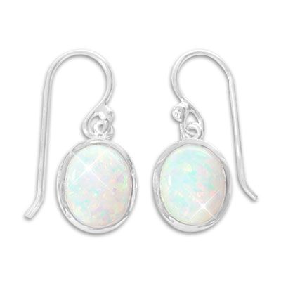 Opal Ohrringe Ohrhaken mit ovalen Steinen 925 Silber