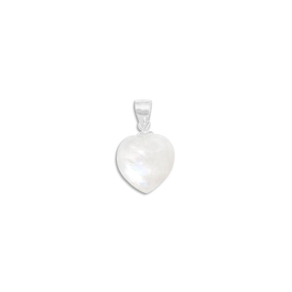 Kleiner Herz Anhänger mit Mondstein und Öse aus 925 Silber