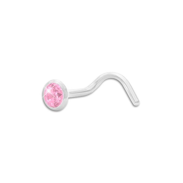 Nasenstecker Spirale Zirkonia rosa 3,5 mm 925 Silber