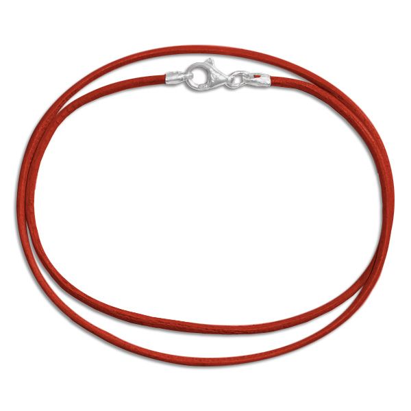 Lederband rot 38 cm mit 925 Silber Verschluss rotes Band aus Leder