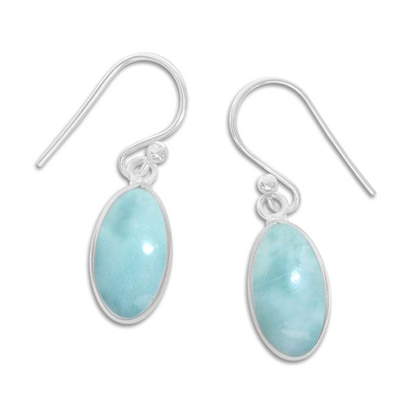 Ovale Larimar Ohrringe Ohrhänger 925 Silber