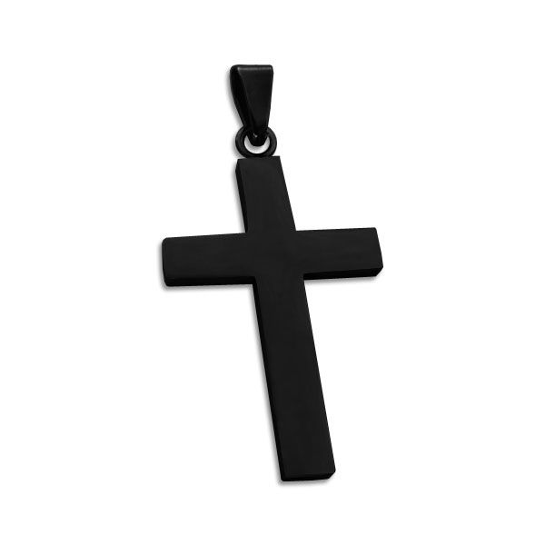 Edelstahlschmuck Edelstahl Kreuz Anhänger glänzend schwarz