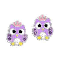 Ohrstecker große Eule mit Krone Glitzer und Strass 925 Silber Ohrstecker große Eule mit Krone Glitzer und Strass 925 Silber