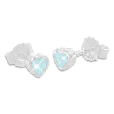 Herz Ohrstecker Zirkonia hellblau 925 Silber Ohrringe für Mädchen