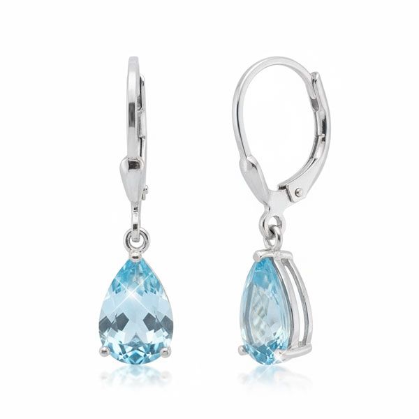 Ohrringe mit aquamarin blauen Zirkonia Tränen 925 Silber