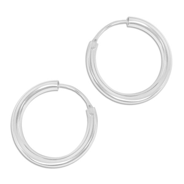 Creolen 25 x 3 mm 925 Silber Damen Ohrringe runde Rohr-Creolen