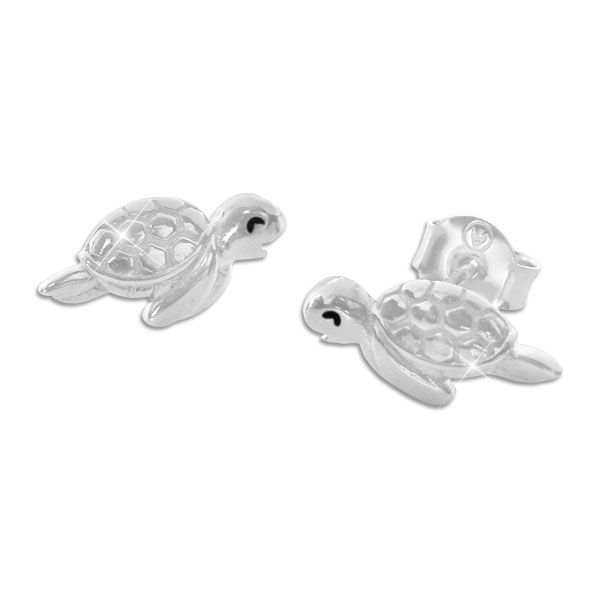Ohrstecker Schildkröte glänzend 925 Silber Ohrringe für Damen & Kinder